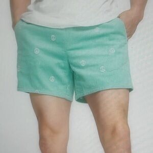 Asos Design Mint Corduroy Slim Short with Embroidery Peace Sign Men's Size L NWT